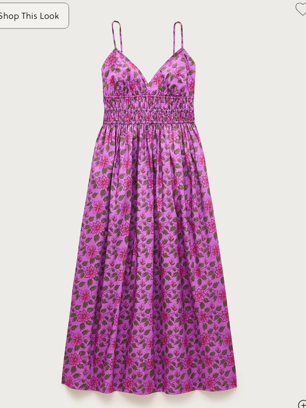 Smocked-waist V-neck dress in iris floral SS26 (retails: $178) - Picture 4 of 5